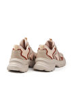 Kadın Bej Kahve Fileli Sneaker Günlük Ortopedik Spor Ayakkabı