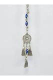 Çerçeveli Elips Nazarlı Metal Lotus Çiçeği Araba Dikiz Ayna Süsü, Püsküllü Yeni Araba Hediyesi