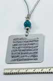 Turkuaz Doğal Taşlı Çift Taraflı Metal Üzerine UV Baskı Ayetel Kürsi Araba Dikiz Ayna Süsü