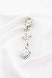 Kristal Boncuklu Metal Kuş Sedefli Kalp Klipsli Cüzdan Süsü Charm Çanta Süsü Anahtarlık