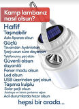 Can Kamp Lambası Solar Şarjlı El Feneri USB Type-C Şarj Çıkışlı Power Bank Özellikli Lithium 30W Askılı