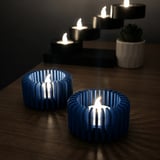 3D Baskı Modern Çizgili Mumluk - Tealight Mumluk (1 Adet)-Mavi