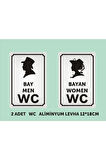 Wc Tuvalet Tabelası Bay+bayan 12*18 Cm Alüminyum Gümüş Levha