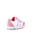 Kız Bebe Pembe Beyaz Desenli Işıklı Cırtlı Sneaker Günlük Spor Ayakkabı
