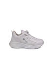 Unisex Çocuk Beyaz Cırtlı Bağcıklı Sneaker Günlük Rahat Spor Ayakkabı