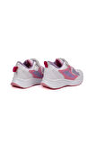 Kız Çocuk Beyaz Pembe Cırtlı Bağcıklı Sneaker Günlük Rahat Spor Ayakkabı