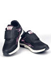 Kadın Siyah Pembe Bağcıksız Cırtlı Hafif Rahat Günlük Sneaker Spor Ayakkabı