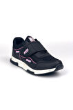 Kadın Siyah Pembe Bağcıksız Cırtlı Hafif Rahat Günlük Sneaker Spor Ayakkabı