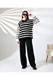 Fermuarlı Yaka Çizgili Sportif Triko Takım