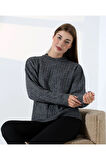 Kontrast Dokulu Örgü Triko Kazak