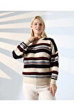 Ahenkli Çizgili Triko Kazak