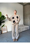 Dört Yonca Desenli Alt Üst Triko Takım