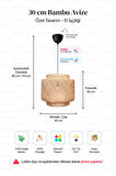 Sinnerlig Bambu Avize 30cm - Iskandinav, Modern, Bohem, Rattan Avize, Aydınlatma