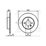 Astra H 04-09 Combo C 01-12 Meriva A 03-10 Fren Diski Arka Düz 264-4 - 569116 Bsh-0986479191 