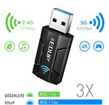 LivX Edup Usb Wifi Pro Sinyal Yakınlaştırıcı – Güçlendirici Adaptör Kart 1300 Mbps EP-1689GS