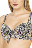 Endeep Kadın Büyük Beden Balenli Destekli Renkli Leopar Desenli Bikini Takımı