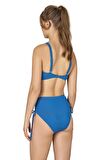 Endeep Kadın Büyük Beden Balenli Destekli Bağlama Detaylı Mavi Bikini Takımı