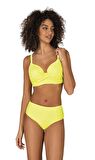 Endeep Kadın Büyük Beden Destekli Büzgü Detaylı Sarı Bikini Takımı