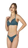 Endeep Kadın Yarım Dolgulu V Alt Detaylı Simli Bikini Takımı