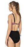 Endeep Kadın Büyük Beden Balenli Destekli Bağlama Detaylı Kırmızı Desenli Bikini Takımı