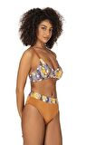 Endeep Kadın Biye Detaylı Toparlayıcı Desenli Bikini Takımı