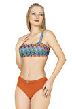 Endeep Kadın Dokulu Desenli Straplez Bikini Takımı