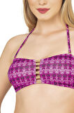 Endeep Kadın Pembe Parıltılı Straplez İp Detaylı Bikini Takımı
