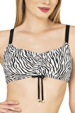 Endeep Kadın Zebra Desenli Parıltılı Etekli Bikini Takımı