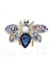 Gümüş ve Lacivert Renk Taşlı Incili Arı Broş