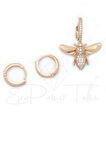 Zirkon Taşlı Rose Gold Renk Arı Küpe Seti