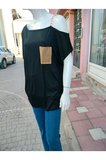 Omzu Açık Pamuklu Tişört