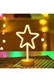 Yıldız Tasarımlı Usb Ve Pilli Neon Led Masa ve Gece Lambası Star Dekoratif Işık
