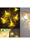 Kalpli Love Yazılı Metal 10LU Şerit Led Işık Zinciri Aydınlatma