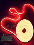 5 Metre Esnek Şerit Kırmızı Neon Suya Dayanıklı Led Aydınlatma & 12v 3a Tak Çalıştır Adaptör 