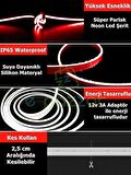 5 Metre Esnek Şerit Kırmızı Neon Suya Dayanıklı Led Aydınlatma & 12v 3a Tak Çalıştır Adaptör 