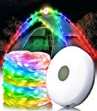 5 Mod 8 Metre Rgb Işık Dizeleri & Günışığı Tepe Lambalı Kamp Bahçe Veranda Dış Mekan Şarjlı Aydınlat