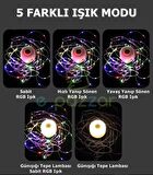 5 Mod 8 Metre Rgb Işık Dizeleri & Günışığı Tepe Lambalı Kamp Bahçe Veranda Dış Mekan Şarjlı Aydınlat