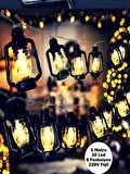 Retro Nostaljik Siyah Kandil Lambaları Konsept Süsleme 5 Mt. 20 Led 8 Fonksiyon 220v Fişli Led Işık