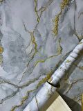 2 Adet 5 Metre X 60 Cm Beyaz Zemin Gold & Gri Desenli Kendinden Yapışkanlı Mermer Desenli Folyo 