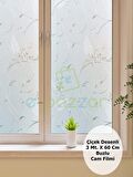 3 Metre X 60 Cm Uv Koruyucu Dekoratif 3d Buzlu Çiçek Desenli Cam Banyo Pencere Folyosu Statik Sticke