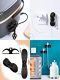 5 Adet Yapışkanlı Kablo Düzenleyici AirFriyer Mikser Fırın Kettle Şarj Pc Fiş Kablo Sarma Aparatı 