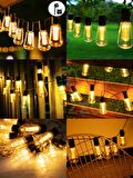 10'lu Multibulb Ampul 8 Fonksiyonlu Festival Kamp Bahçe Solar Panelli Led Işık Dizeleri Günışığı