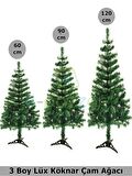 Lüks 3 Boy 60 Cm - 90Cm - 120 Cm Christmas Noel Yılbaşı Süsleme Köknar Çam Ağacı Demonte Pvc Ayaklı