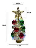 Tepe Yıldızlı 11 Toplu Pilli Rgb Işıklı Gold Püskül Masaüstü Konsept Christmas Noel Yılbaşı Ağacı