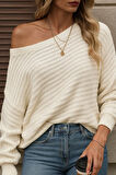 EQURİ Kadın Uzun Kollu Tek Omuzu Açık Triko Bluz