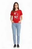 EQURİ Atatürk Baskılı Tişört Kısa Kollu Bisiklet Yaka  T-Shirt - Kırmızı
