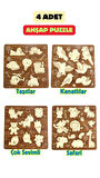 Çocuk Puzzle (Yapboz) Birinci Sınıf Ahşap 4 Parça Eğitici Öğretici Eğlenceli Set