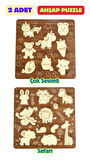 Çocuk Puzzle (Yapboz) Birinci Sınıf Ahşap 2 Parça Eğitici Öğretici Eğlenceli Set