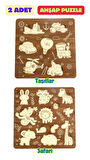 Çocuk Puzzle (Yapboz) Birinci Sınıf Ahşap 2 Parça Eğitici Öğretici Eğlenceli Set