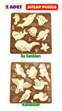 Çocuk Puzzle (Yapboz) Birinci Sınıf Ahşap 2 Parça Eğitici Öğretici Eğlenceli Set
